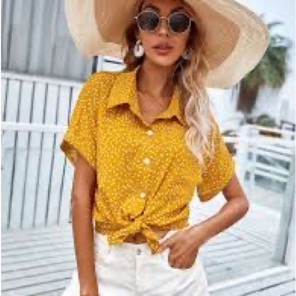 Polka Dot Shirt & Trousers Chiffon 2Pcs